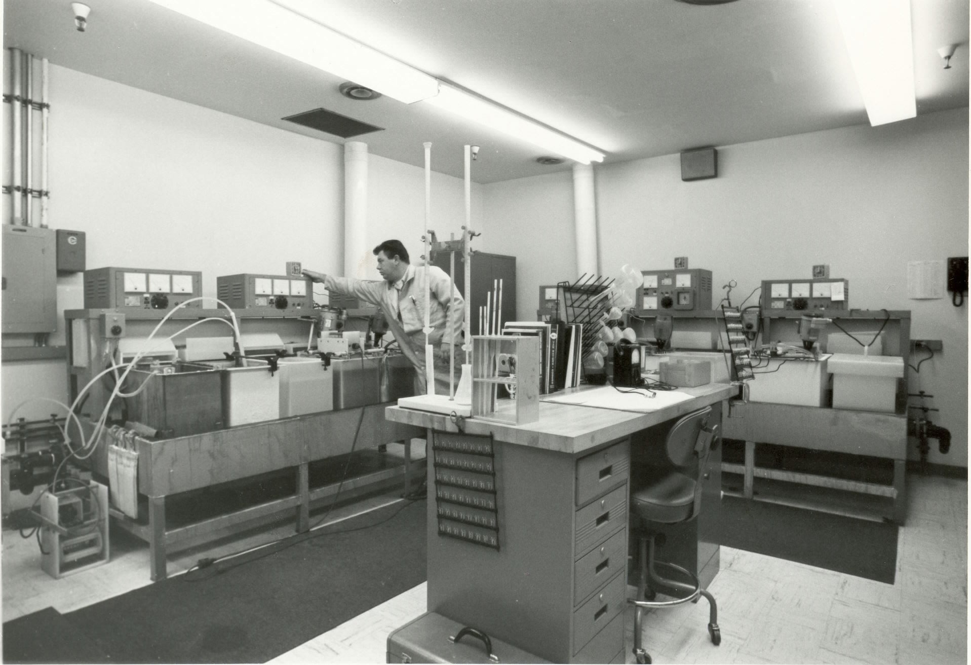 Outfitting Intel's first facility from the ground up was an intense process. Intel executive Gene Flath recalled going to a trade convention with a checkbook and having the floor display models for production equipment shipped straight to the new building.  