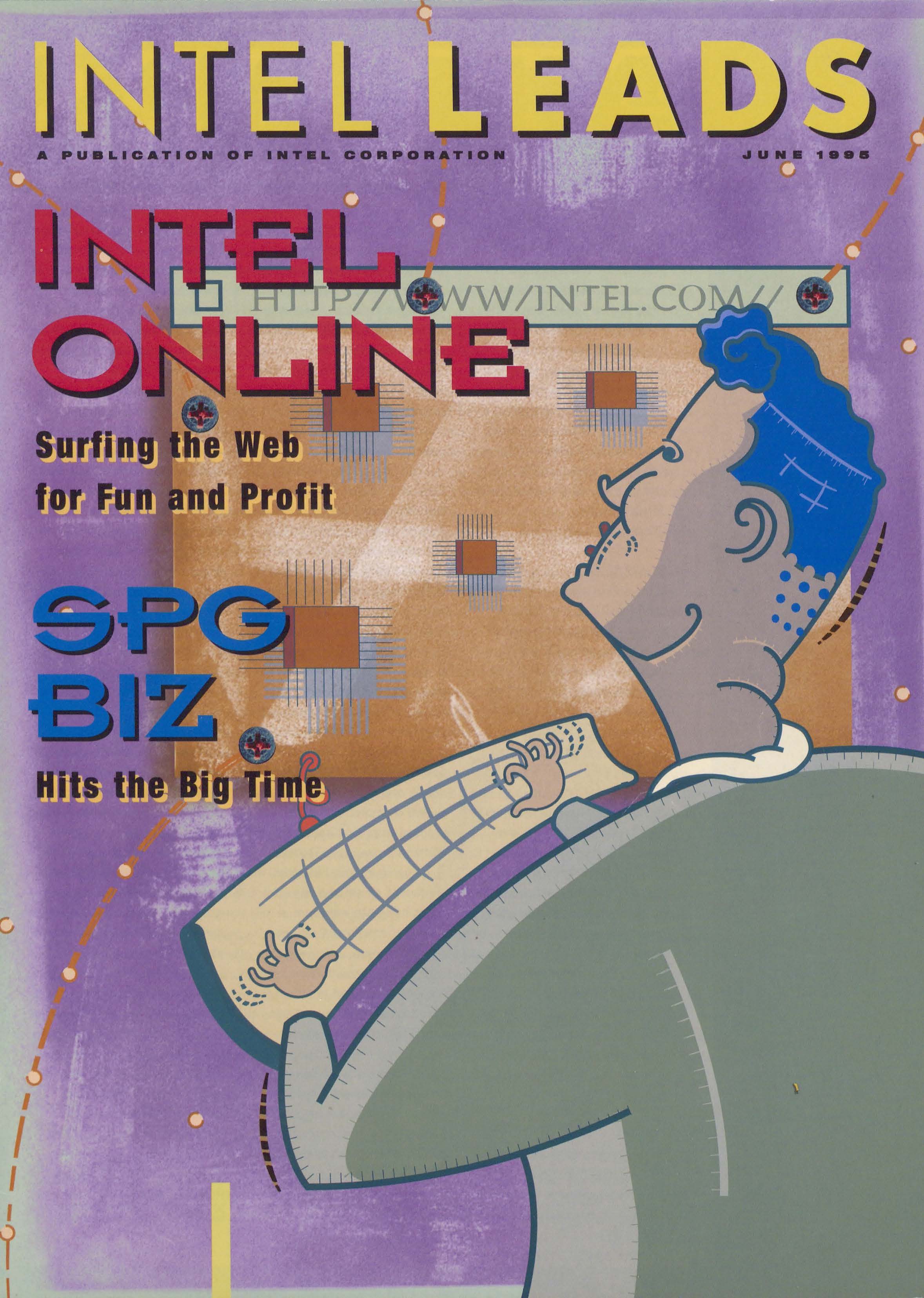 Intel's web presence was the cover story for the June 1995 issue of Intel Leads.