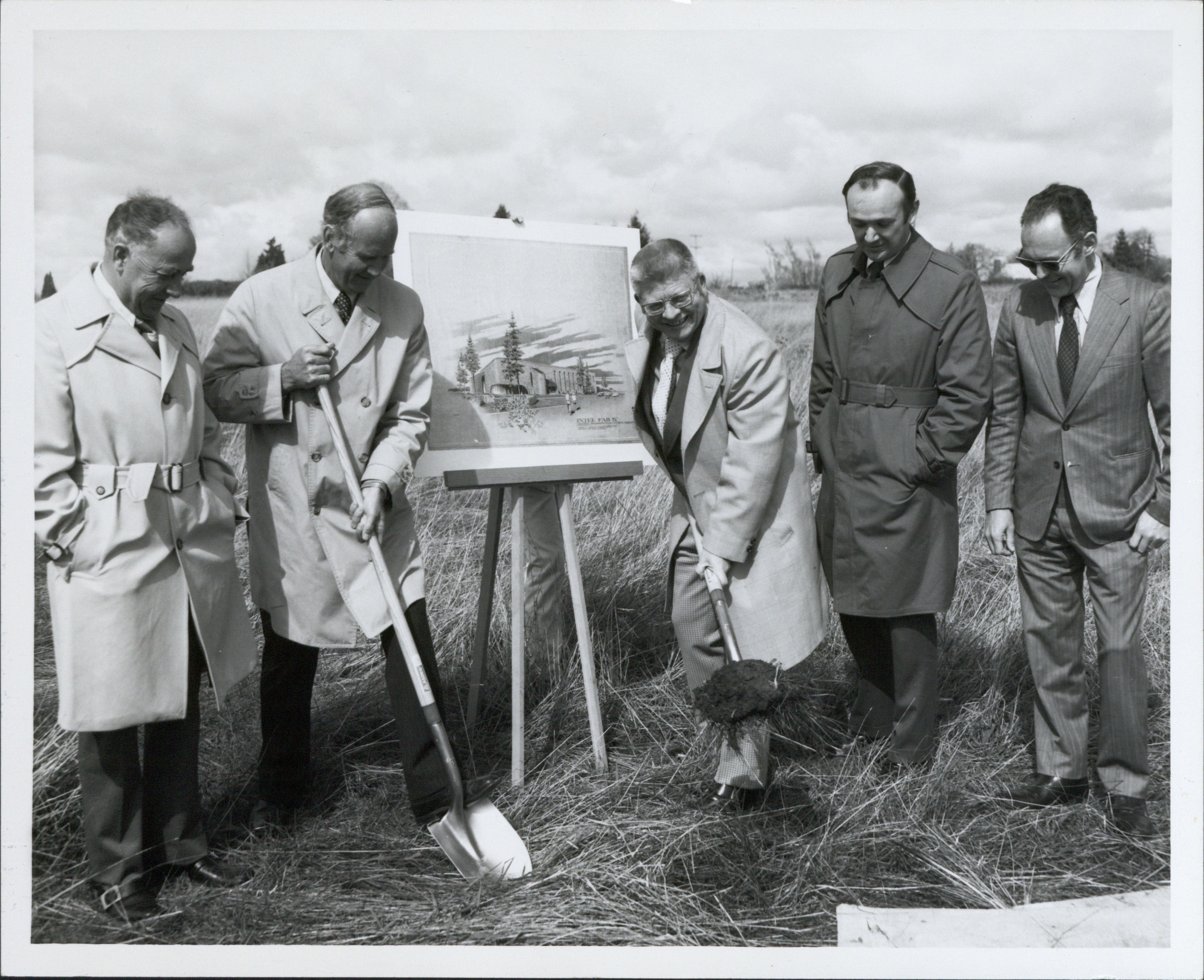 Intel broke ground on the first Oregon facility in 1974, but decided to delay the plant's opening until 1976 after a massive recession hit the semiconductor industry.