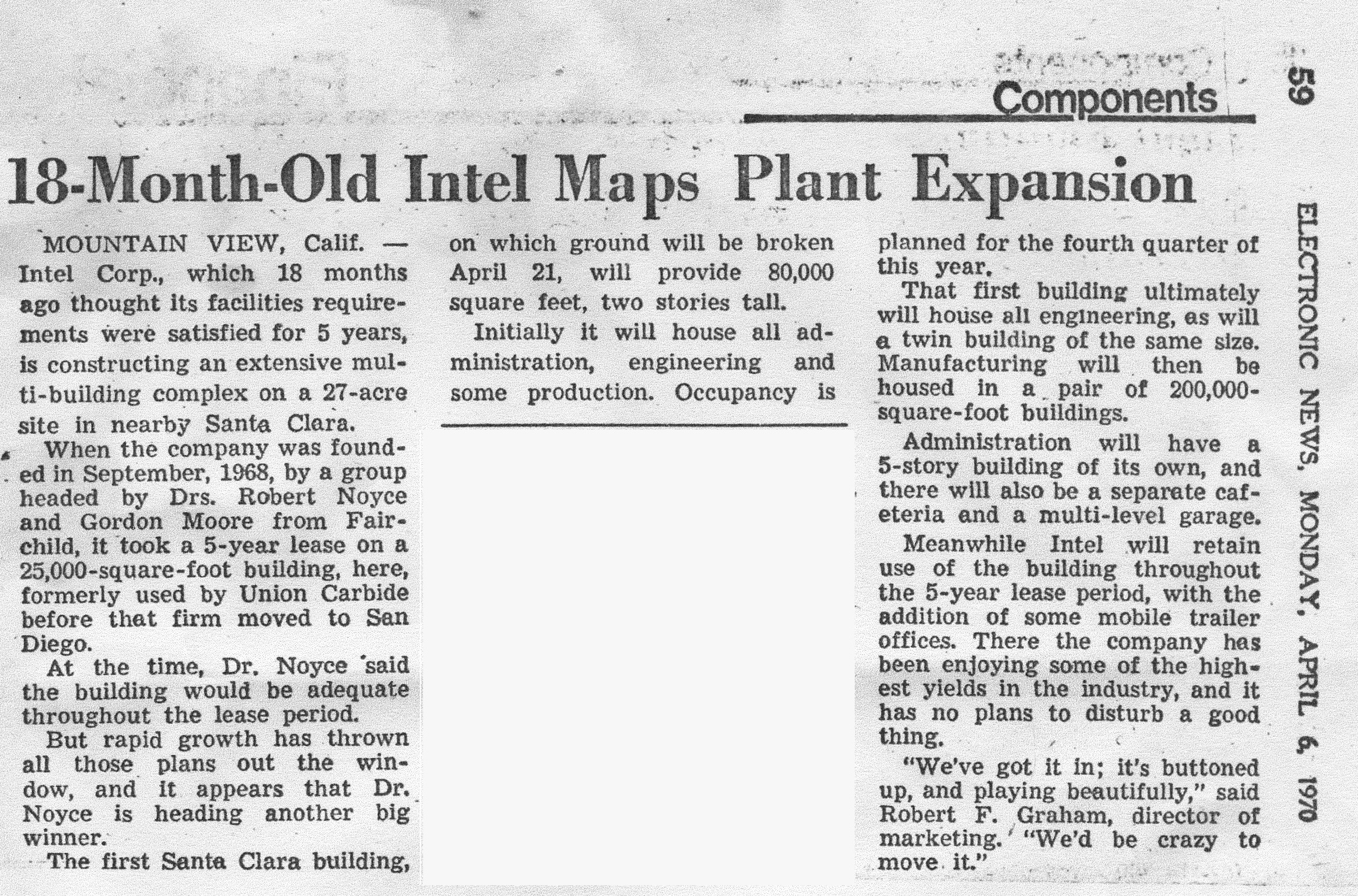 The speed with which Intel went from launching in 1968 to expanding in 1970 did not go unnoticed. 