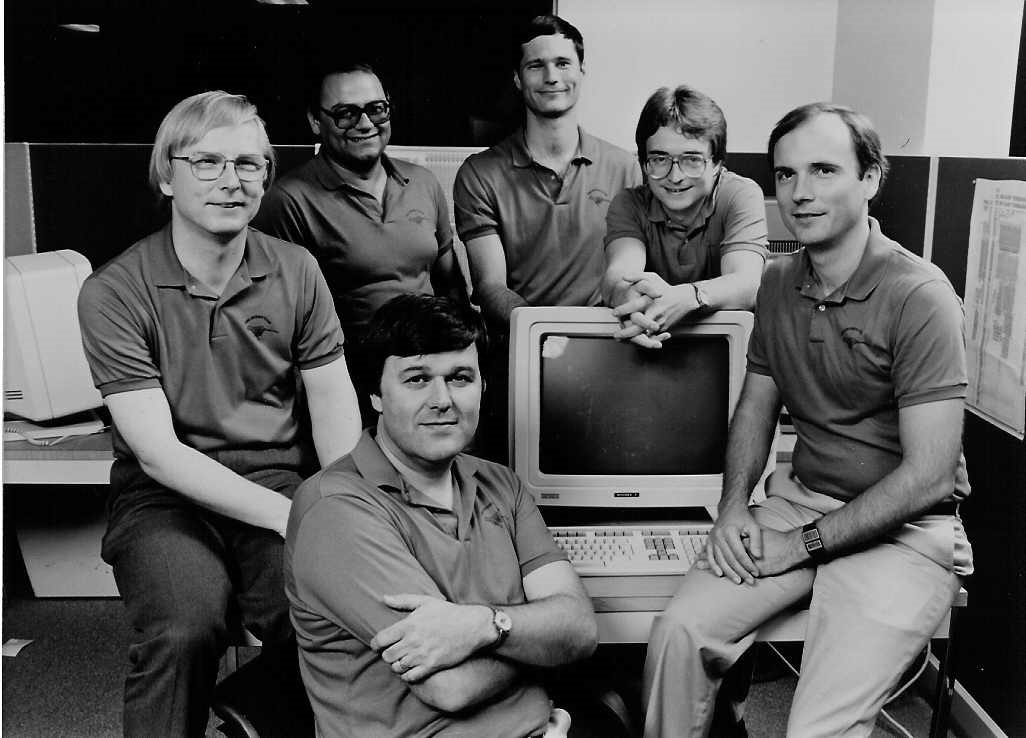 Pat Gelsinger (second from right), who became Intel's CEO in 2021, pictured with the 386 design team. Pat was design engineer No. 4 on the project.